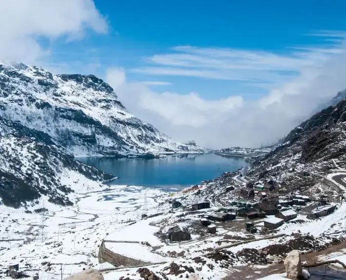 Scenic landscape of snow-capped mountains and alpine valleys in Sikkim - Himalayan Crown Jewel